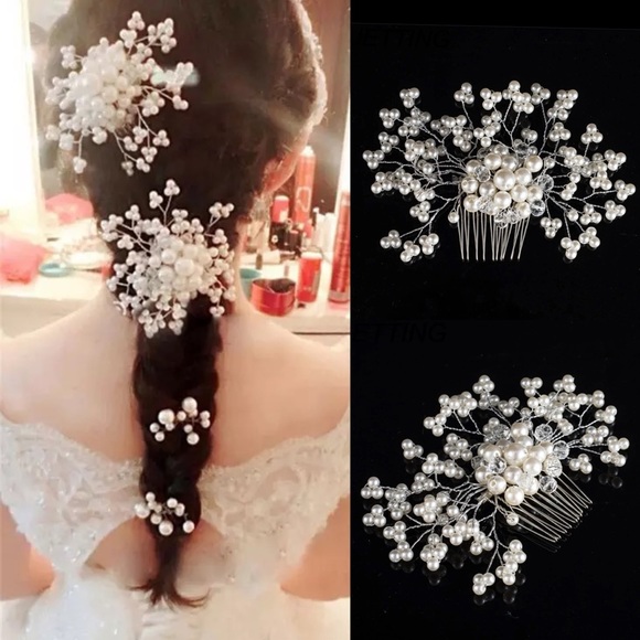 Pearl and Crystal Bridal Hair Combs - Picture 2 of 9